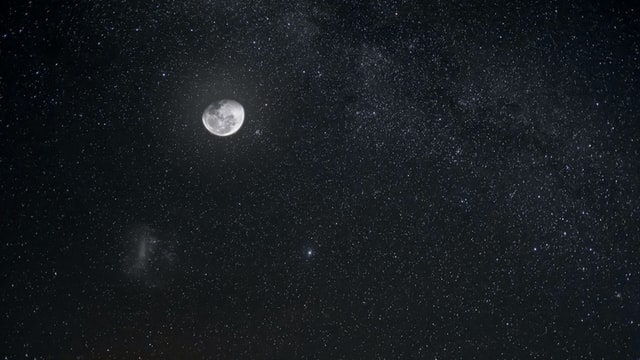 Bright Moon and starry night